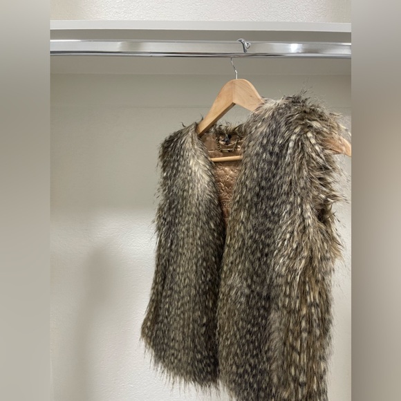 Printed Peacock-faux fur teddy vest jacket coat winter chic winter express - Picture 8 of 15